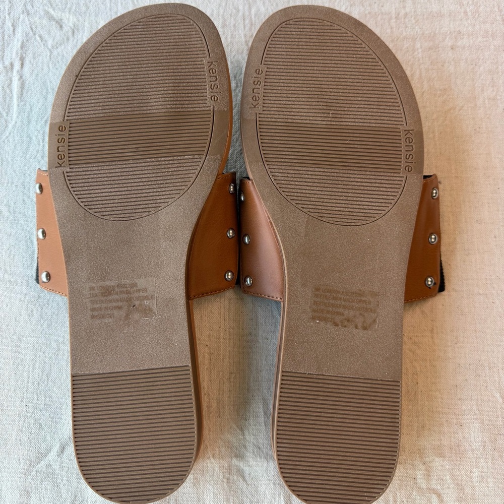 Kenzie Black and Brown Wide-Band Slide Sandals size 8 - Picture 5 of 9